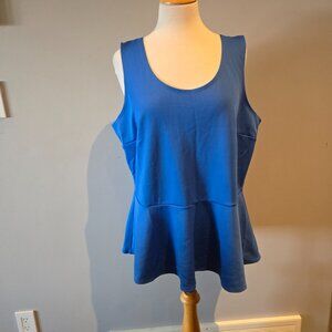 Bellina Aqua Blue Sleeveless Peplum Top | Textured Knit | 1X